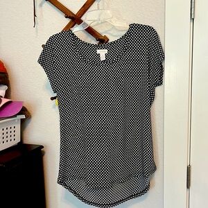 Chicos Darling Black/White Polka Dotted Top
